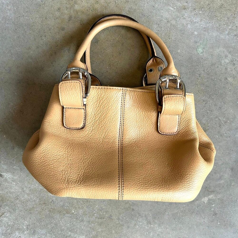 Tignanello Tan Leather Top Handle Bag Silver Hardware